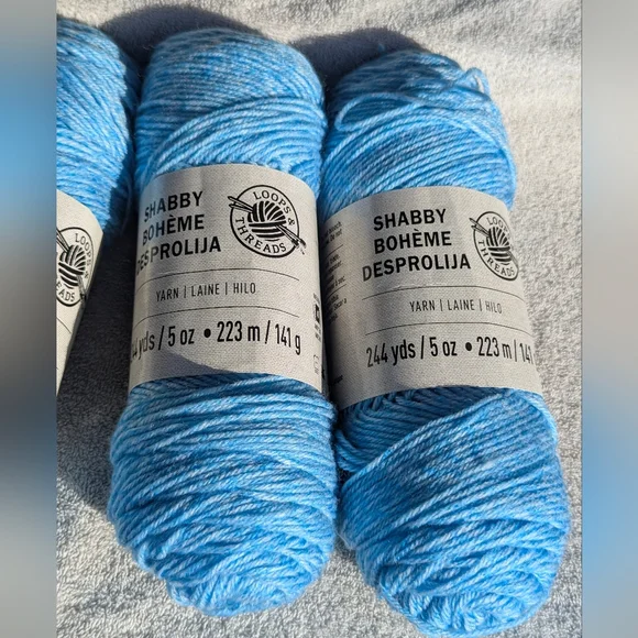 Loops And Threads Shabby Baby Blue Yarn, 3 Skiens New, Same Dye Lot - Picture 3 of 8
